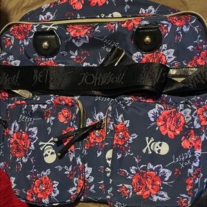 Betsey Johnson Navy Bag with Red Floral Design